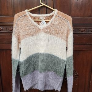 Womens Color Block Salmon Sweater Small